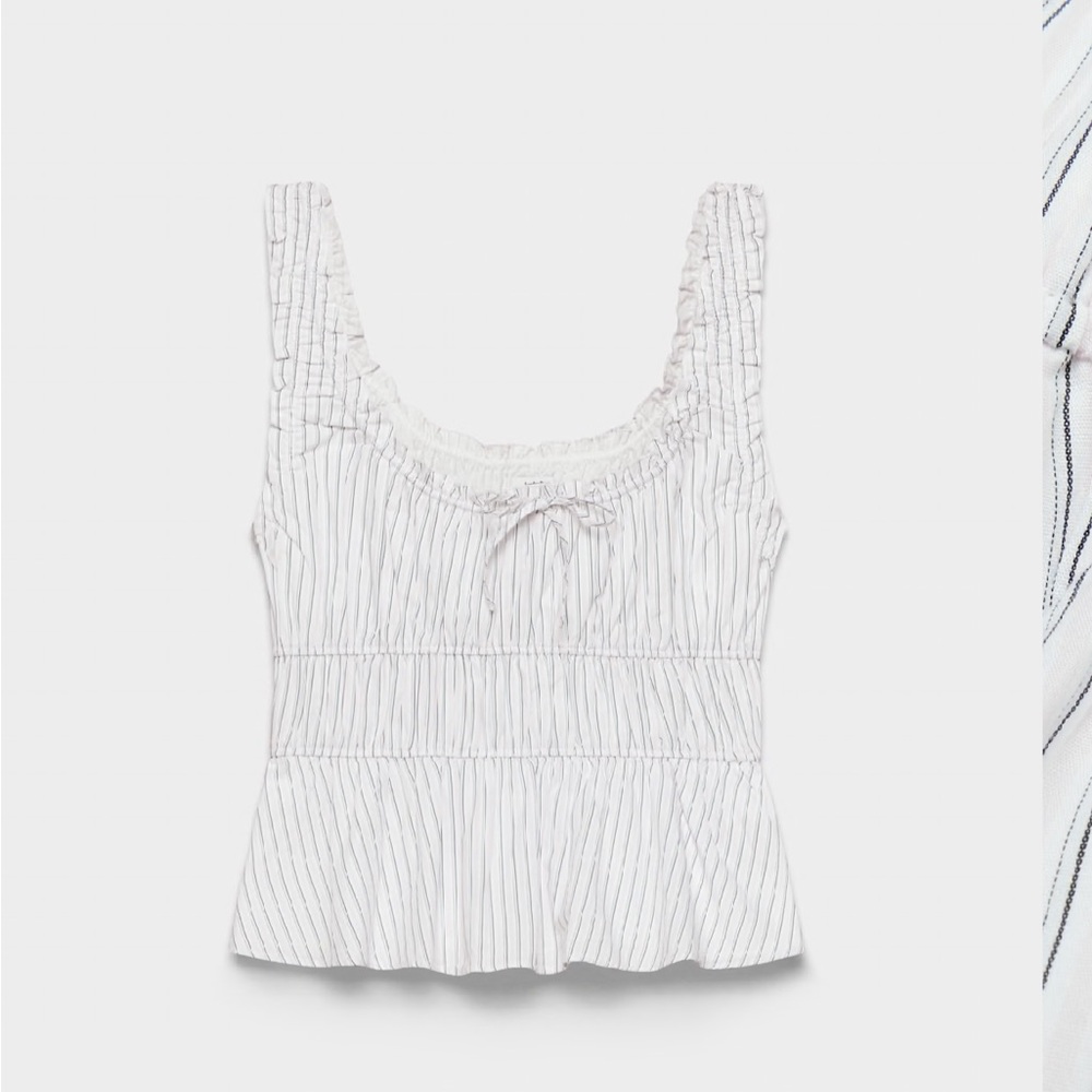 White and Black Striped Sleeveless Top + Shorts Set